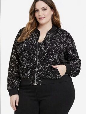 Torrid Chiffon polka dot  bomber jacket